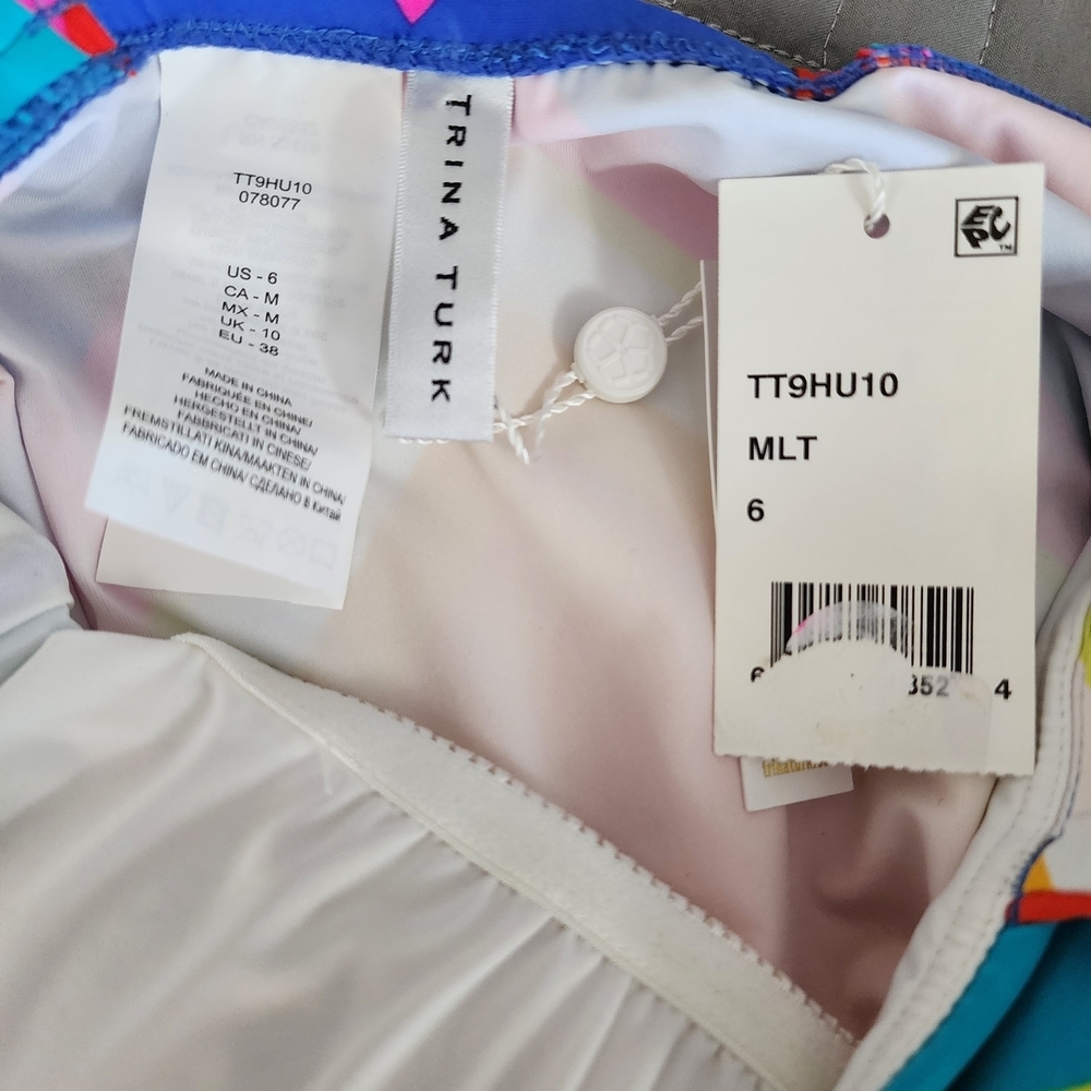 TRINA TURK ONE PIECE CHEVRON SWIM SUIT - Picture 8 of 10